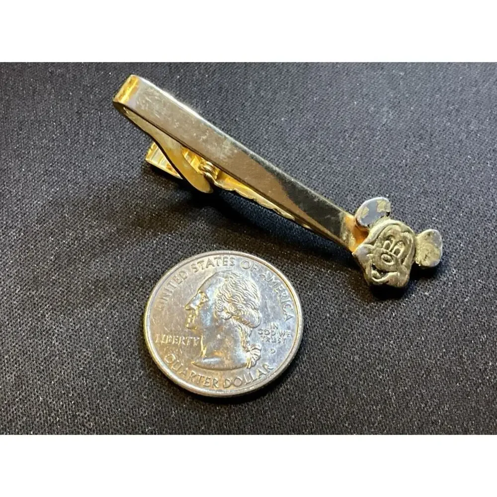 Walt Disney 1980’s Mickey Gold Tone Tie Clip (some Gold Loss See Pictures)